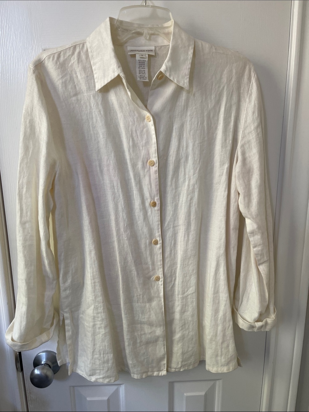 Jones New York Cream Button-Front Linen Shirt